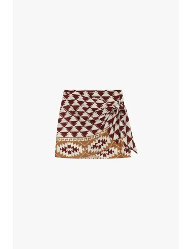 Short Skirt with Geometric Pattern and Side Knot Dixie