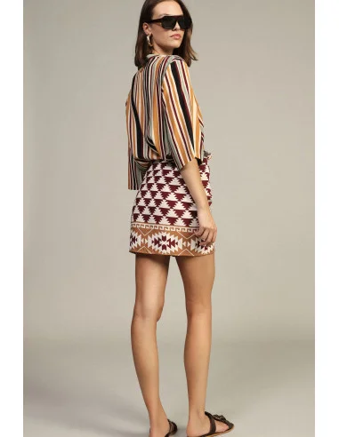 Short Skirt with Geometric Pattern and Side Knot Dixie
