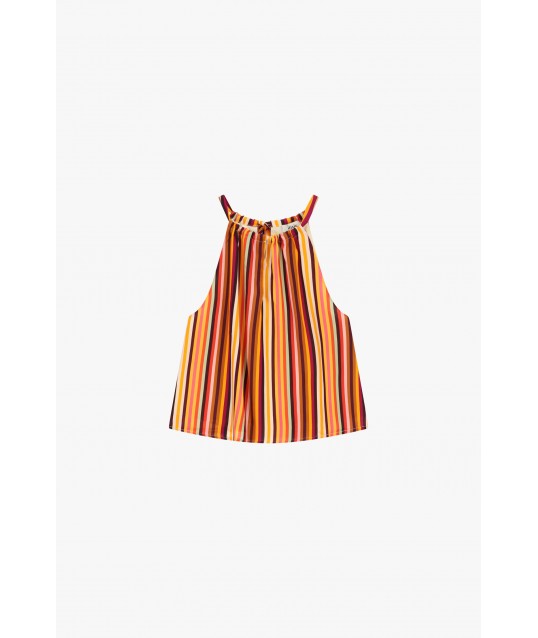 Top A Righe Con Spalline Sottili E Scollo Arricciato Dixie