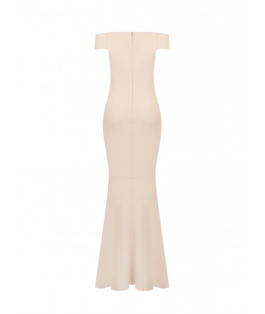Long Mermaid-Style Dress in Scuba Crepe with Vertical Stitching by Rinascimento