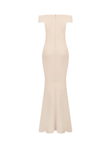 Robe longue de style sirène en crêpe scuba avec coutures verticales « Rinascimento »