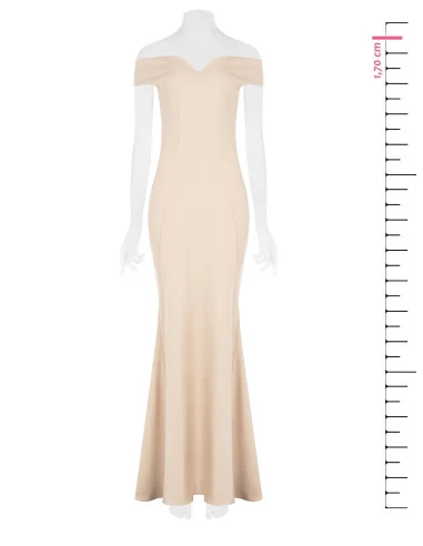 Long Mermaid-Style Dress in Scuba Crepe with Vertical Stitching by Rinascimento