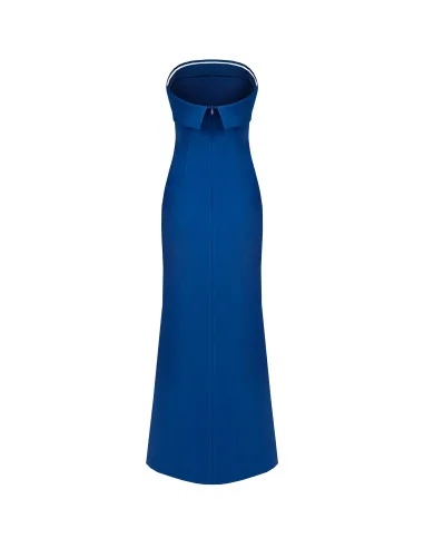 Abito Lungo Svasato E Asimmetrico Con Scollo Bardot In Scuba Crepe Rinascimento