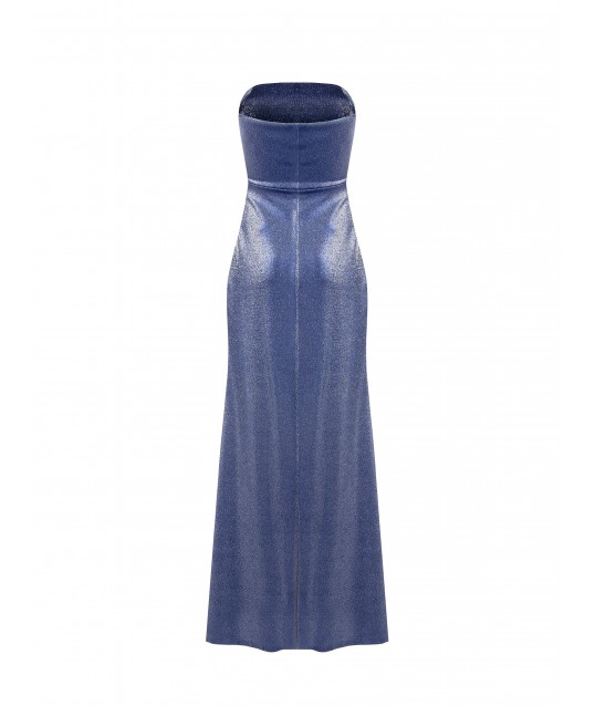 Abito Lungo In Lurex Effetto Glitter Arricciato Su Un Fianco Rinascimento