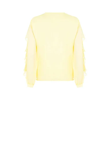 Blouse cintrée en georgette plissée, avec encolure en V et volants Rinascimento