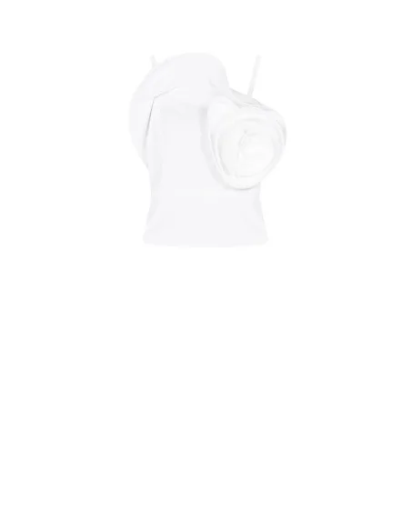 Top Bustier In Cotone Con Maxi Rosa Strutturata Rinascimento