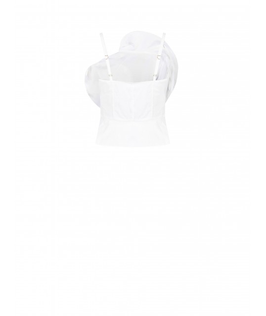 Bustier en coton avec grande rose structurée « Rinascimento »