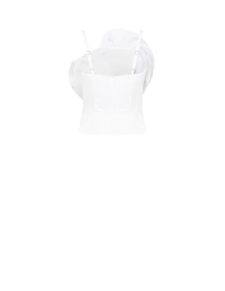 Top Bustier In Cotone Con Maxi Rosa Strutturata Rinascimento
