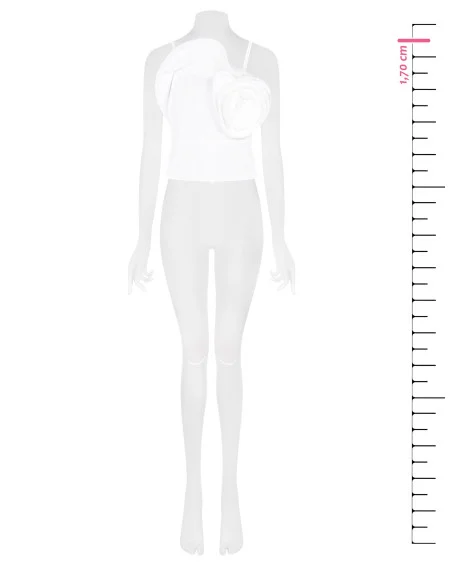 Top Bustier In Cotone Con Maxi Rosa Strutturata Rinascimento