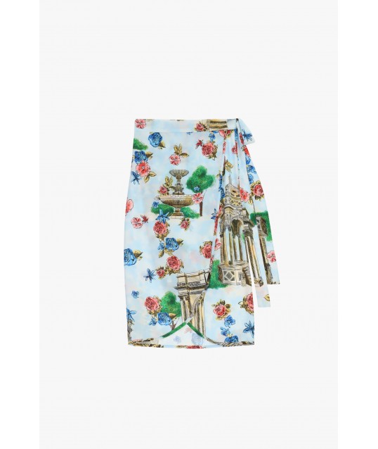Dixie Floral Print Short Wrap Skirt