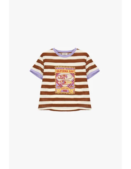 T-Shirt A Righe Con Stampa California Surf Dixie