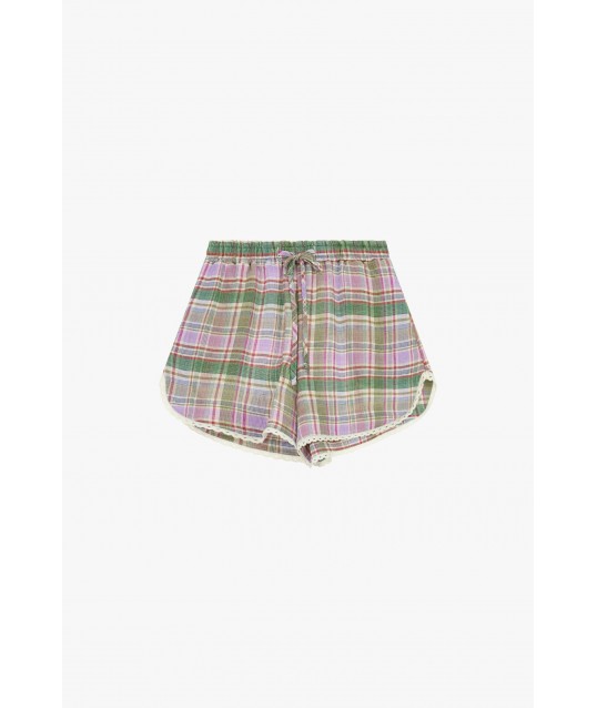 Shorts A Quadri Con Coulisse E Bordo Ricamato Dixie