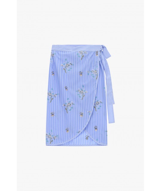 Dixie Patterned Wrap Skirt with Stripes and Flowers