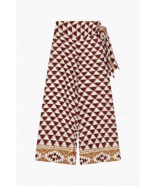Pantalon palazzo à imprimé géométrique et ceinture latérale Dixie