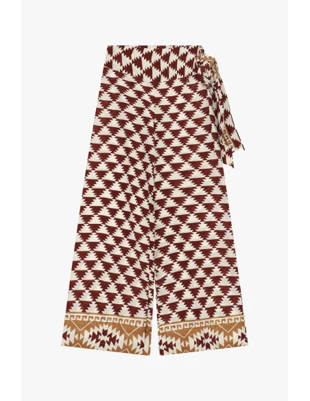Pantalon palazzo à imprimé géométrique avec ceinture latérale Dixie