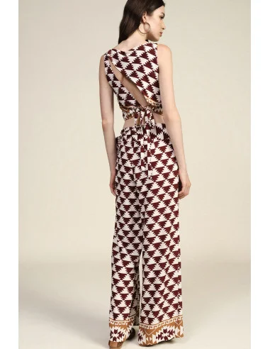 Pantalon palazzo à imprimé géométrique avec ceinture latérale Dixie