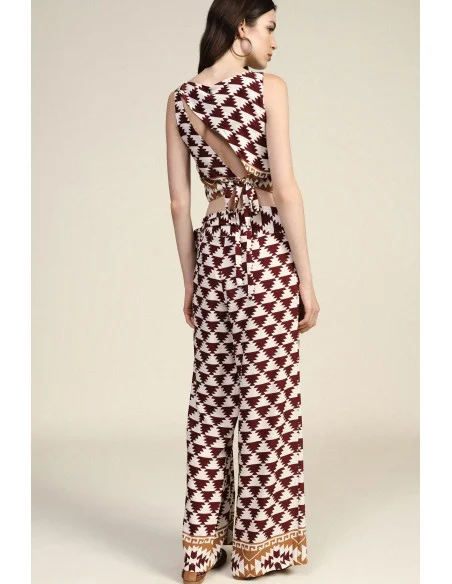 Pantaloni Palazzo Stampa Geometrica Cintura Laterale Dixie