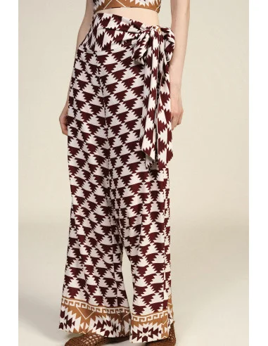 Pantaloni Palazzo Stampa Geometrica Cintura Laterale Dixie