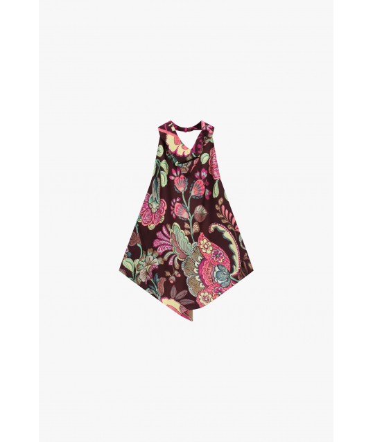 Top Con Fantasia Floreale E Scollo Allacciato Dixie