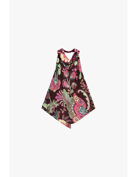 Top Con Fantasia Floreale E Scollo Allacciato Dixie