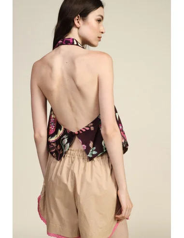 Top Con Fantasia Floreale E Scollo Allacciato Dixie