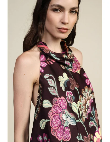 Top Con Fantasia Floreale E Scollo Allacciato Dixie