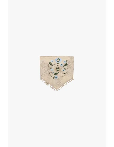 Bandana Top with Floral Embroidery and Tassel Details Dixie