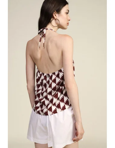 Top Scollo Allacciato Fantasia Geometrica Dixie