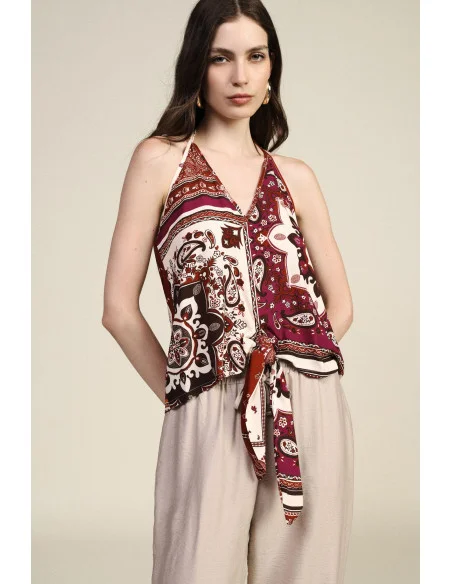 Top A Fantasia Paisley Con Chiusura Annodata Dixie