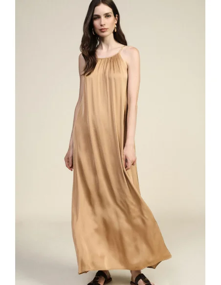 Long, Loose-Fit Dress with Thin Straps and Draping Dixie