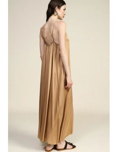 Robe longue et ample à fines bretelles avec drapé Dixie