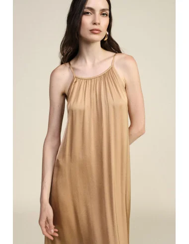 Robe longue et ample à fines bretelles avec drapé Dixie