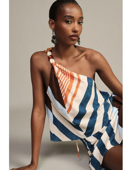Asymmetrical One-Shoulder Top with Side Knot Dixie