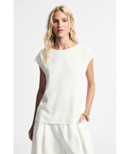 Boxy Fit Top With Dropped Shoulders Crew Neck Please