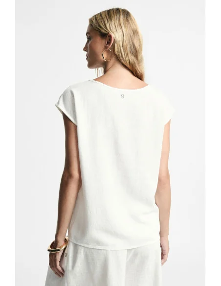 Boxy Fit Top with Dropped Shoulders and Round Neck Please