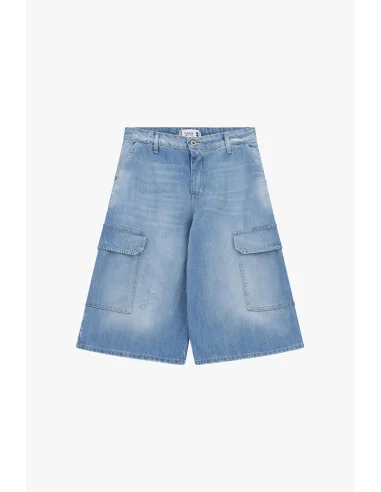 Wide-Leg Denim Cargo Shorts with Side Pockets Please