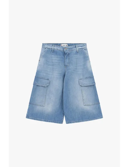 Shorts Cargo Denim A Gamba Ampia E Tasche Laterali Please