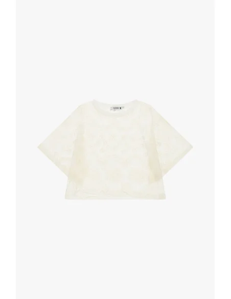 Top Boxy Con Ricamo Floreale E Bordo Smerlato Please