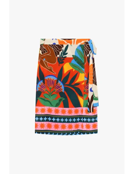 Dixie Mid-Length Tropical Print Wrap Skirt