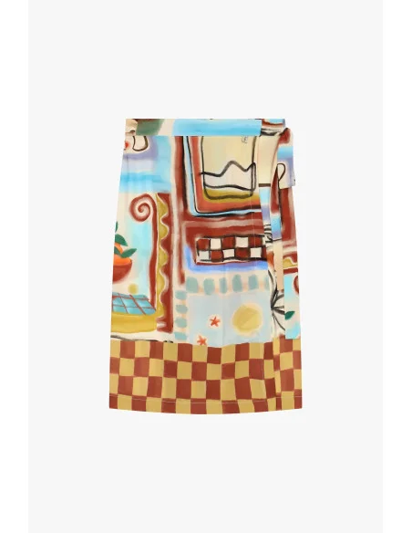 Jupe courte à motifs géométriques avec ceinture nouée Dixie