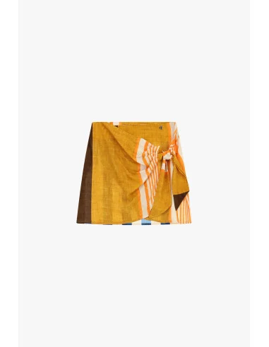 Dixie Short Striped Skirt with Front Knot