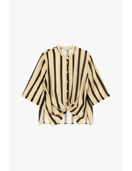 Camicia A Righe Con Nodo Frontale E Maniche 3/4 Dixie