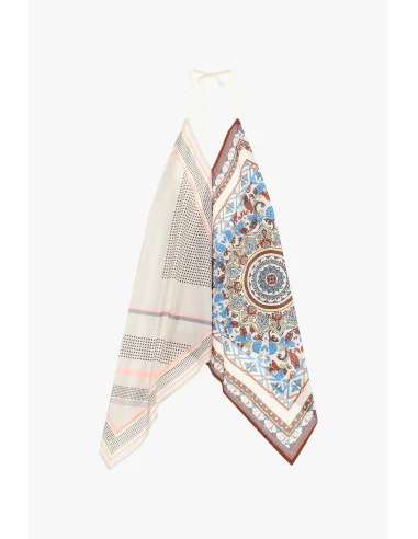 Top foulard à imprimé cachemire et détails géométriques Dixie