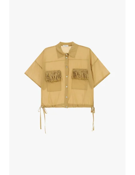 Camicia Cropped Tasche Frange Manica Corta Dixie