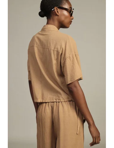 Camicia Cropped Tasche Frange Manica Corta Dixie