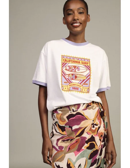 Dixie Short-Sleeved Round-Neck Surf Print T-Shirt