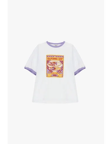 Dixie Short-Sleeved Round-Neck Surf Print T-Shirt