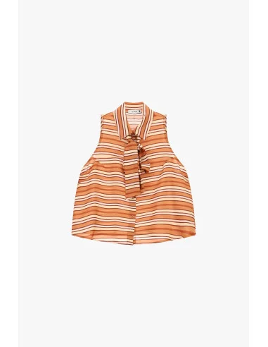 Camicia Senza Maniche A Righe Con Fiocco E Bottoni Please
