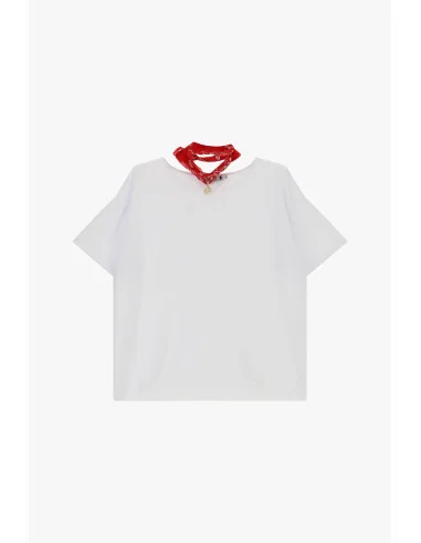 T-Shirt Maniche Corte Con Foulard Decorativo Please