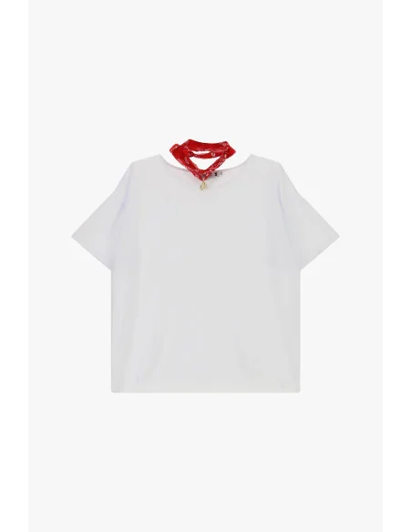 T-Shirt Maniche Corte Con Foulard Decorativo Please